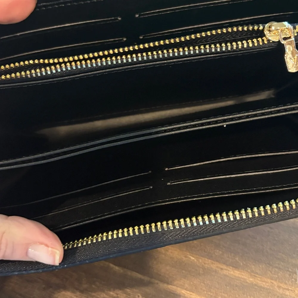 Luxurious Patent Monogram Zip-Around Wallet in Black